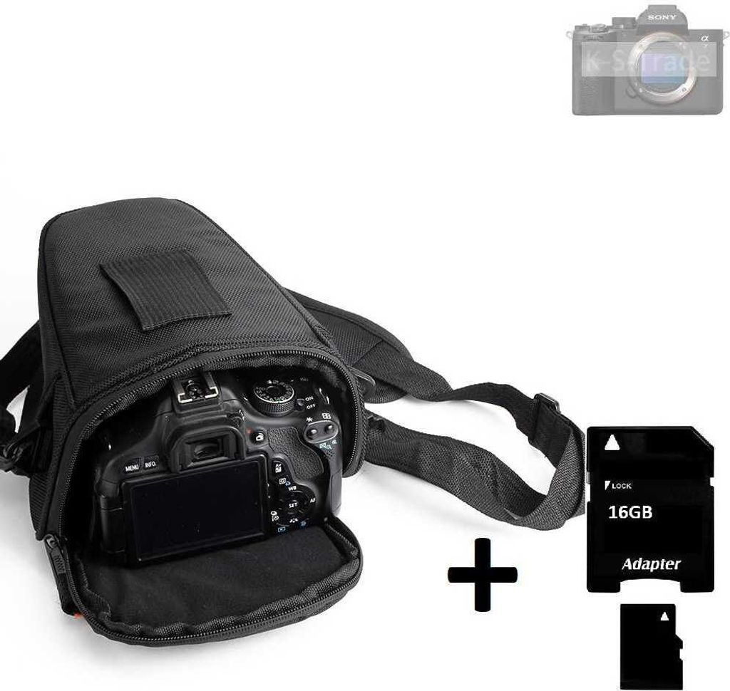 K-S-Trade Schultertasche kompatibel mit Sony Alpha 7 lV Colt Kameratasche für Systemkameras DSLR DSLM SLR, Bridge etc., + 16GB Speicherkarte