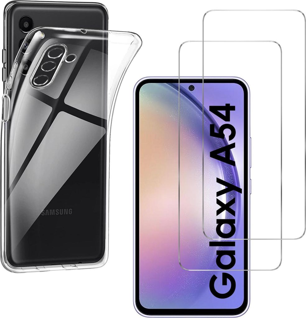 Hülle für Samsung Galaxy A54 5G mit 2 Displayschutzfolien Produktbild 