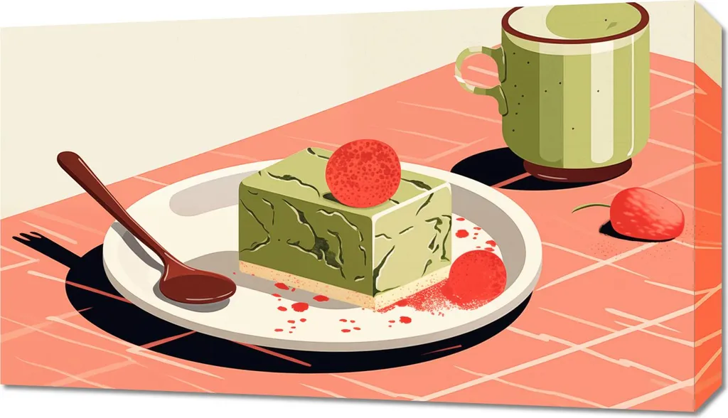 Déco Murale Matcha Dessert 70x40 cm pour Habiller un Mur Vide de Cuisine