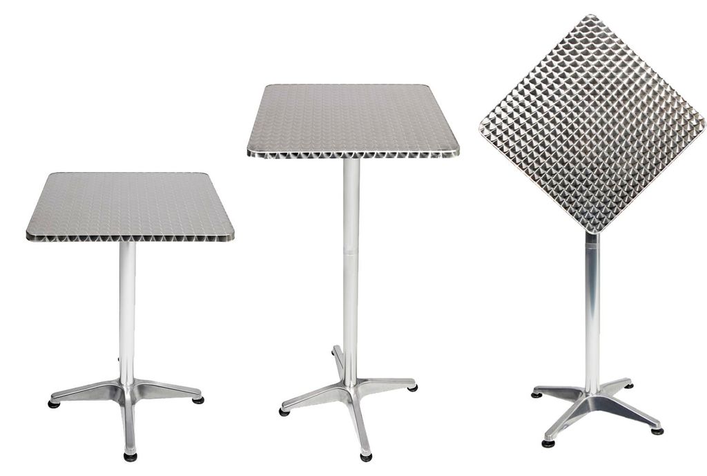 2 tables de bistrot en aluminium 60x60cm H70/110cm hauteur Image du produit 