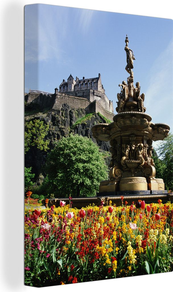 OneMillionCanvasses - Leinwandbilder - 90x140 cm, Der Garten von Edinburgh Castle in Schottland, Wandbilder Kunstdruck Wanddekoration - Foto auf ...