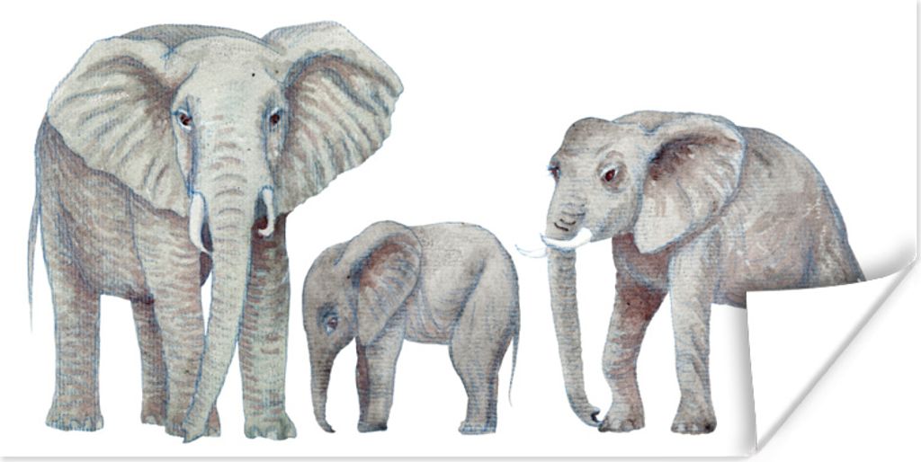 MuchoWow Poster Tiere - Aquarelle - Afrika 40x20 cm - Poster für die Wand - Poster Schlafzimmer
