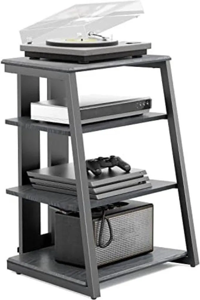 Étagère vinyle noir robuste en acier, porte-disque élégant et durable