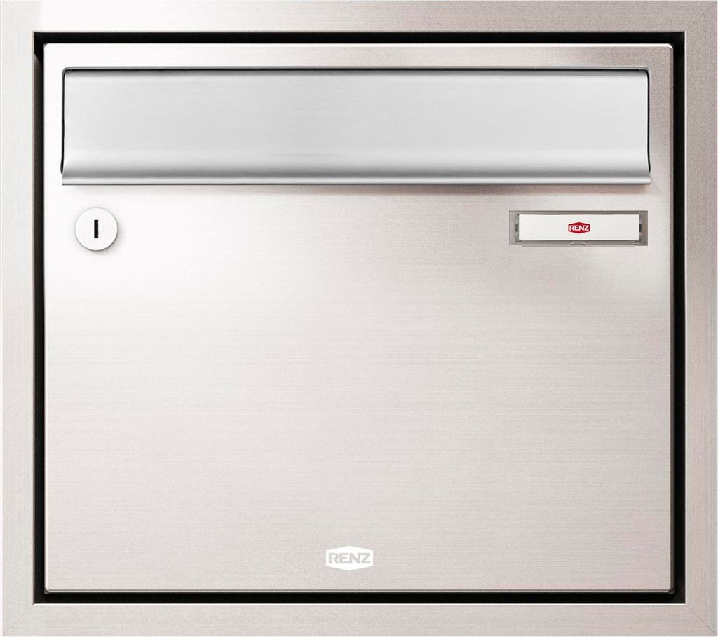 Renz Unterputz Briefkasten mit Namensschild - robuster Aufhängebriefkasten Serie 17, Stahl weiß RAL 9016