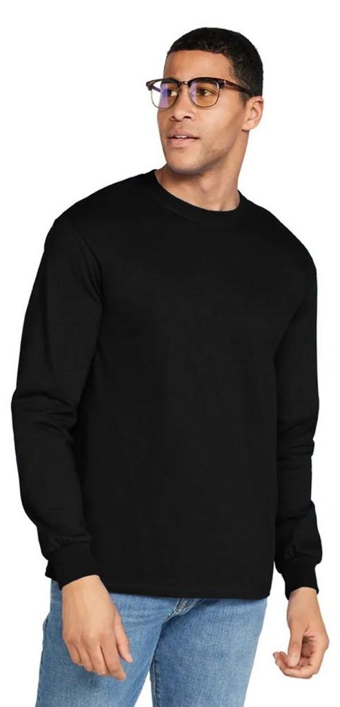 Gildan - T-Shirt für Herren/Damen Uni Langärmlig LT1443 (L) (Schwarz)