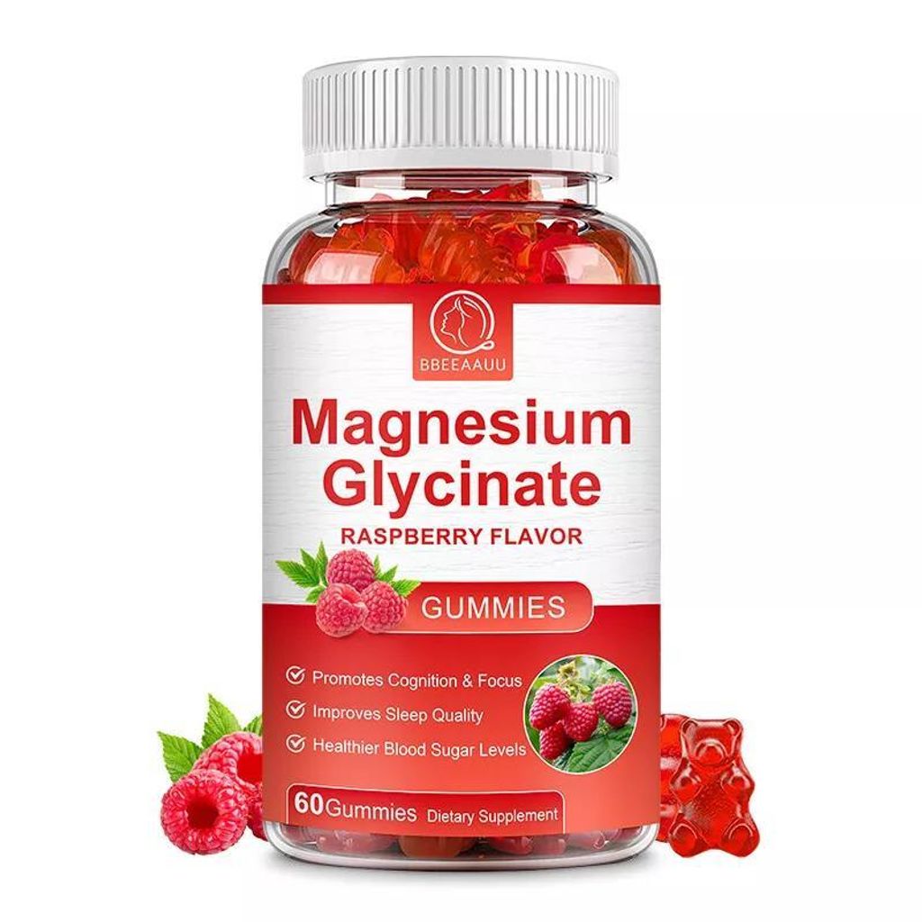 Magnesium Glycinate 500mg (60 Gummibärchen) Nahrungsergänzungsmittel, Gelenke, Schlaf, Knochen, Müdigkeit