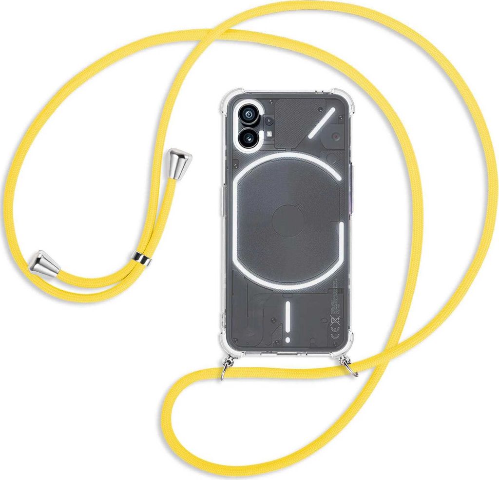 Handykette Backcover-Schutzhülle mit Band (Metall silberfarben) für Nothing Phone (1) (A063, 6.55'') - gelb