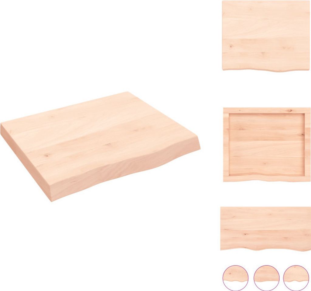 vidaXL Wandregal 60x50x(2-6) cm Massivholz Eiche Unbehandelt - Wandregale
