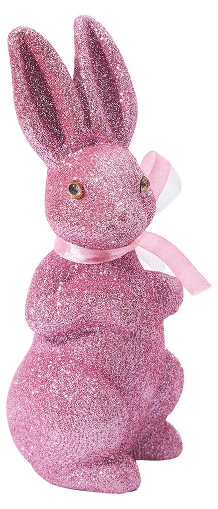 Osterhasenfigur aus Schaumstoff mit Glitzerpuder, realistische Hasenstatue, Dekoration für Zuhause, Büro, Feiertage und Partys