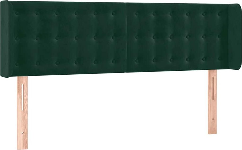 vidaXL Kopfteil mit Ohren Dunkelgrün 147x16x78/88 cm Samt