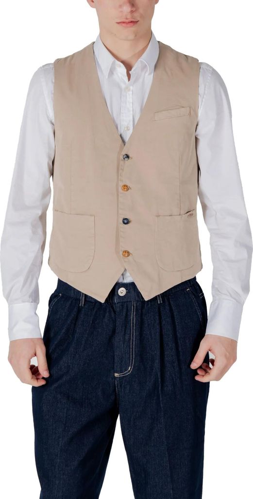 Gianni Lupo Herren Weste Beige 485510 : Größe - M Größe: M