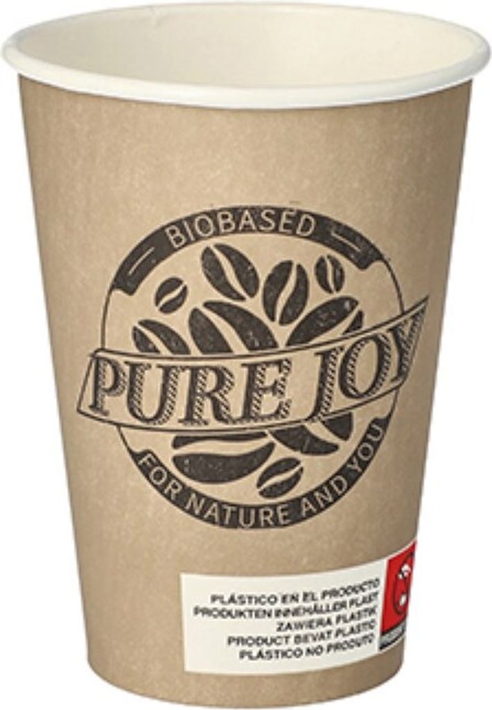 PAPSTAR Trinkbecher aus Pappe, taupe, Ø 7 cm, 9,2 cm hoch, "Pure Joy" | Folie (80 Stück)