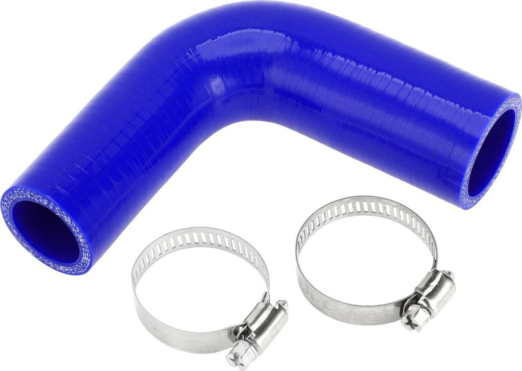 1 Satz 28mm/1.1"-32mm/1.26" ID 102mm/4.02" Länge 90 Grad blau Autosilikonschlauch mit Schellen Kühlmittelschlauch Universal