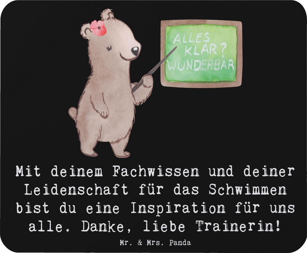 Mr. & Mrs. Panda Mauspad Schwimmen Trainerin Inspiration - Schwarz - Geschenk, pc, laptop, computer, Leidenschaft, Mousepad, Sportarten, Schwimmspo...