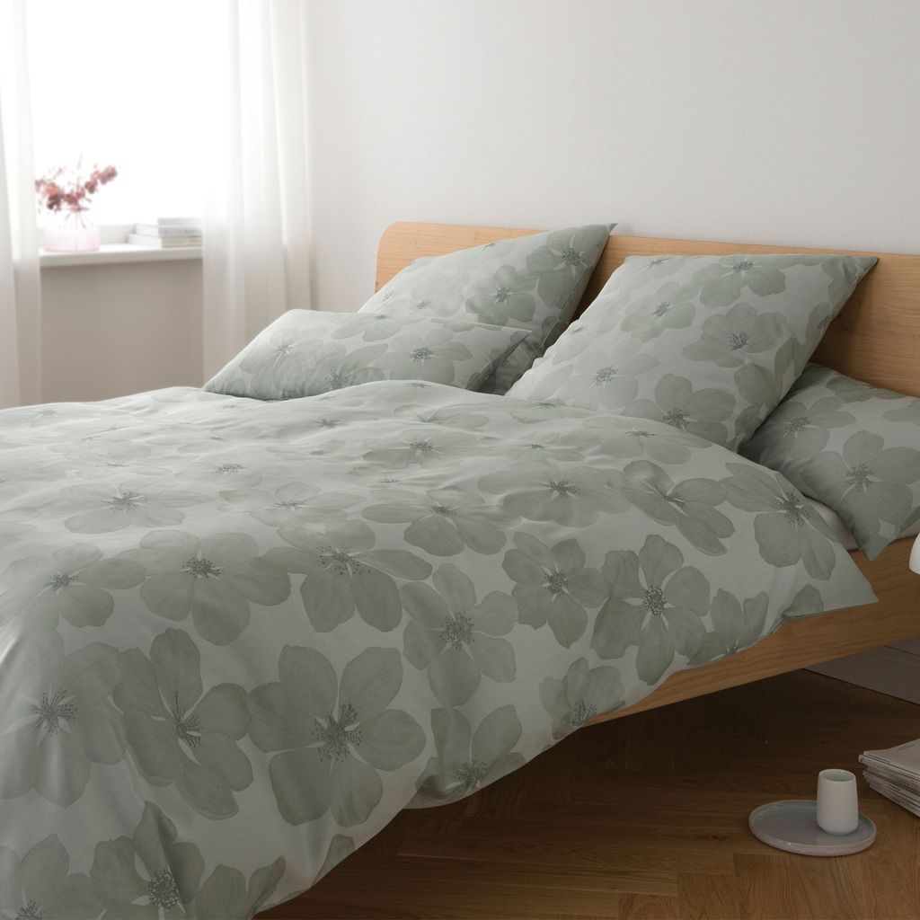 elegante Jacquard Bettwäsche Generous blassgrün 200x220 cm + 2x 80x80 cm