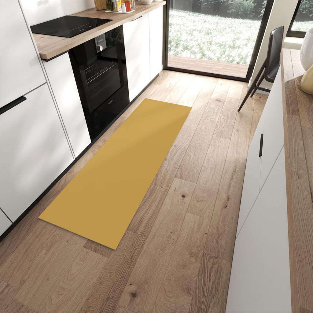 Küchenteppich 60x180cm rutschfest & abwischbar PVC Läufer - Khakibrauner Hintergrund
