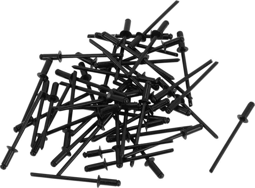 Offene Enden Großkopf Blindnieten Schwarz 50 Stück 3mm Griffdurchmesser 10mm Grifflänge 6mm Flanschdurchmesser Aluminiumlegierung Eisen