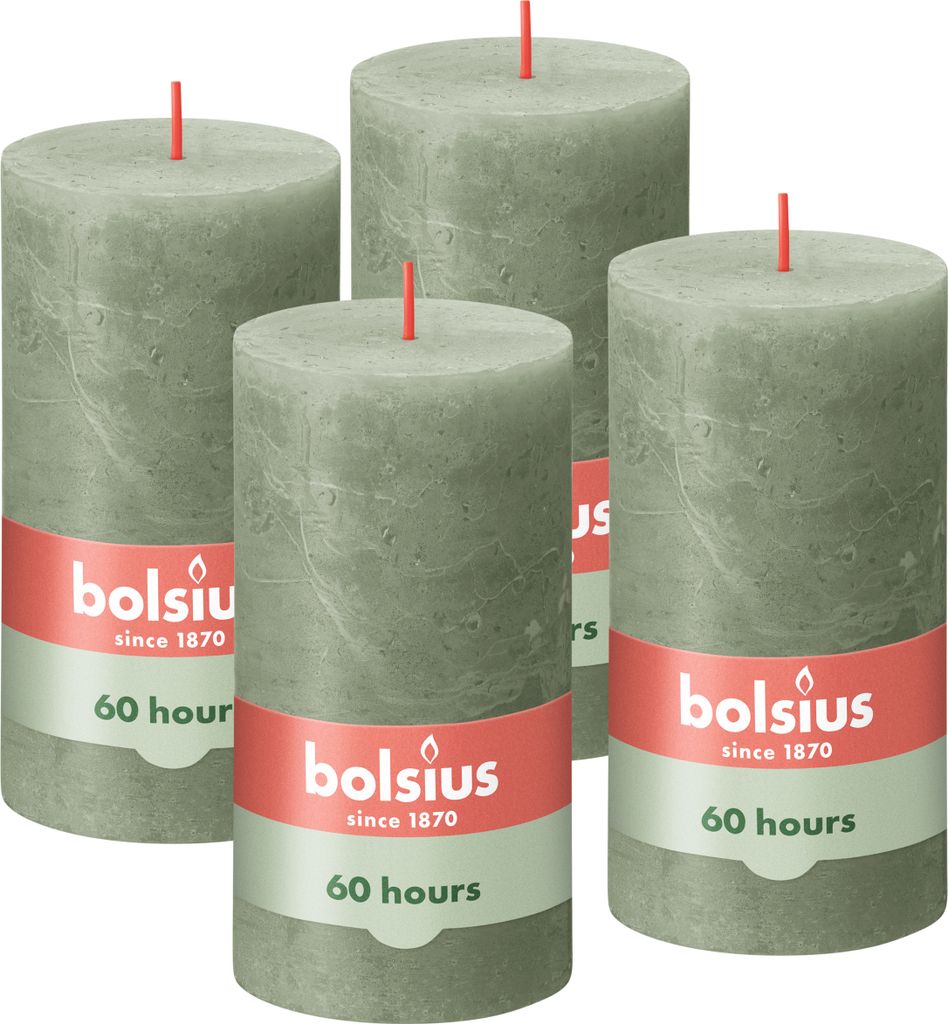 Bolsius 4er Set Kerzen, 13cm, grün