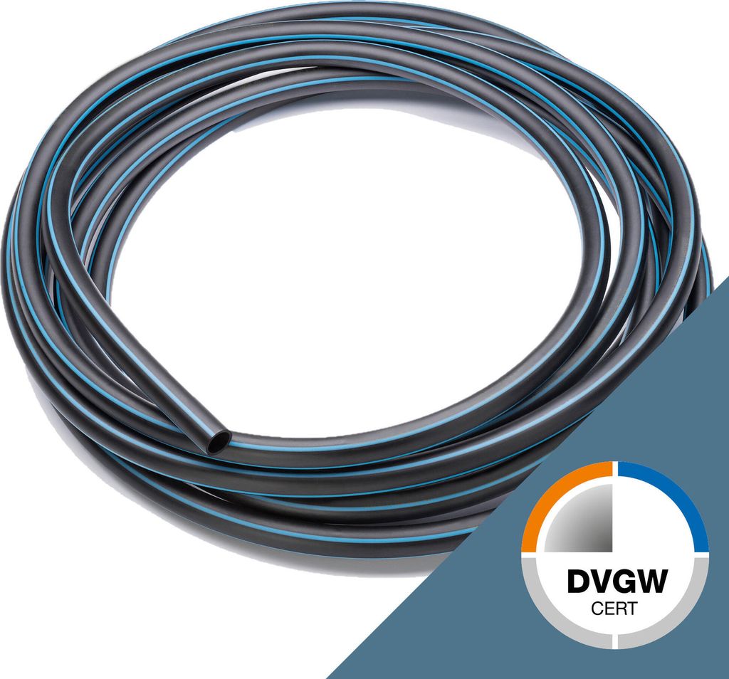 KIRCHHOFF HDPE Rohr 20 mm x 100 m, Kunststoffrohr für Gartenbewässerung, DVGW , EU, verschiedene Größen