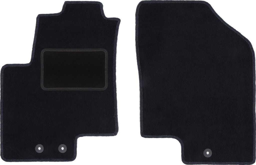 Velours-Fußmatten Vorne passend für Hyundai ix20 (Minivan, Bj. 2010-2018) – schwarz, passgenau, mit Befestigungen set 2 Stk. - STANDARD