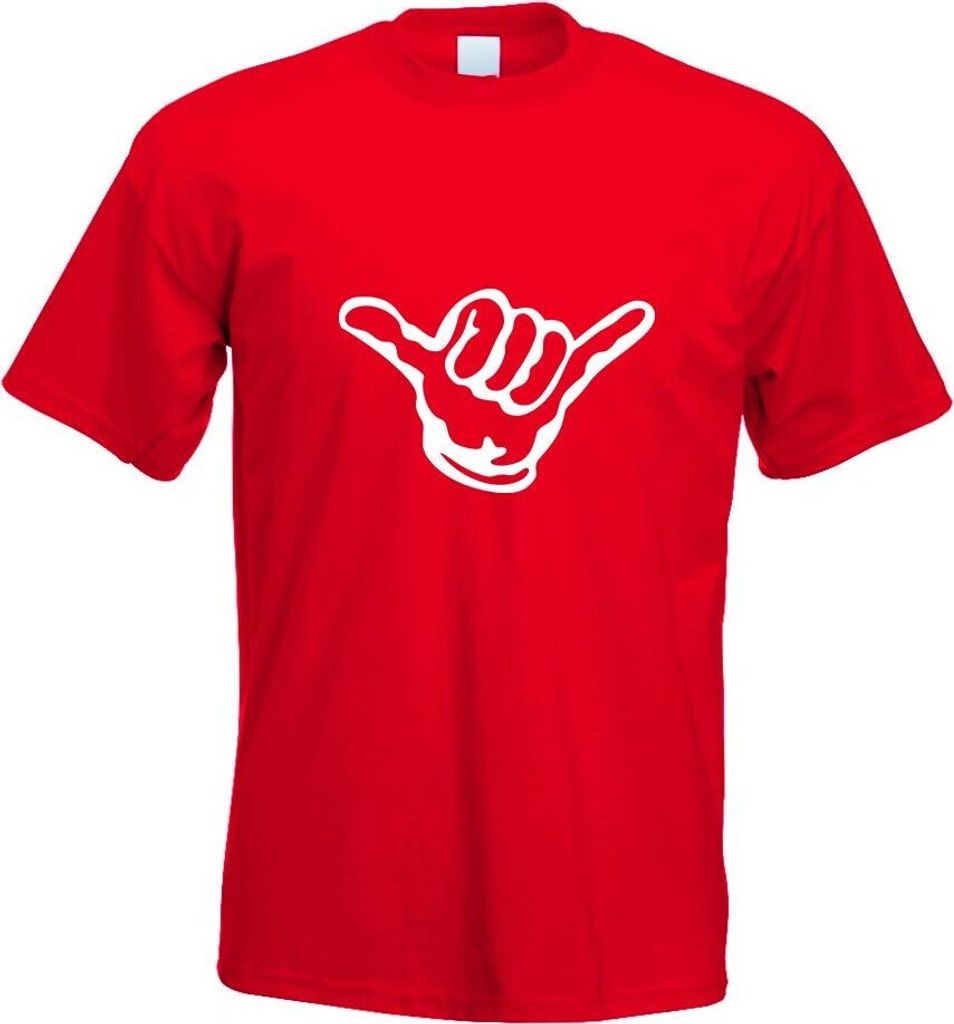 Kiwistar - T-Shirt - rot - Hang Loose - Alles locker - Shaka Motiv Bedruckt Funshirt Design Print - mit Motiv Bedruckt - Funshirt Design - Sport - ...
