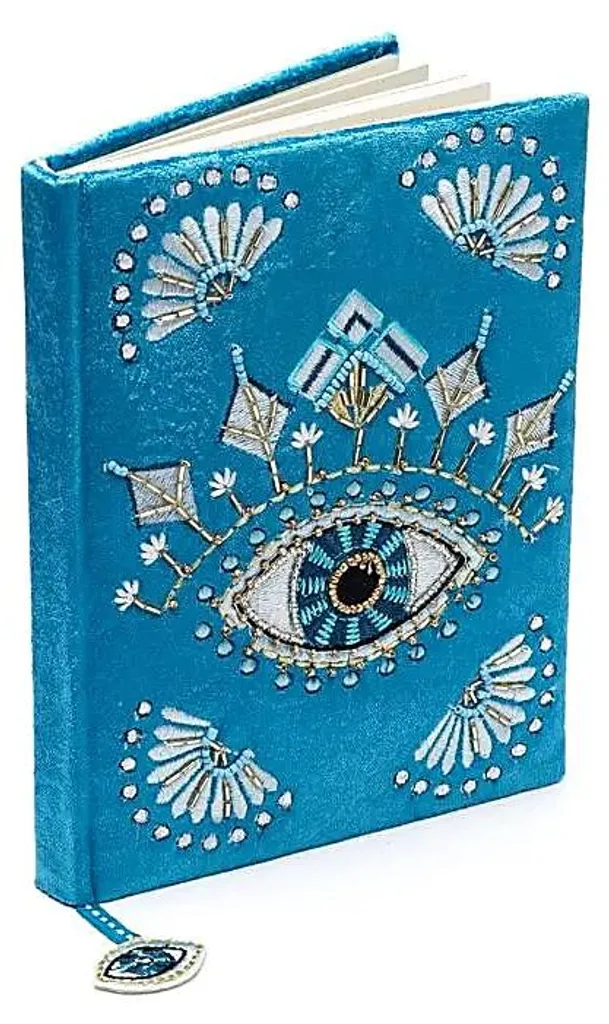 Carnet de Notes en Velours Bleu Oeil de Providence - Grimoire de Poche