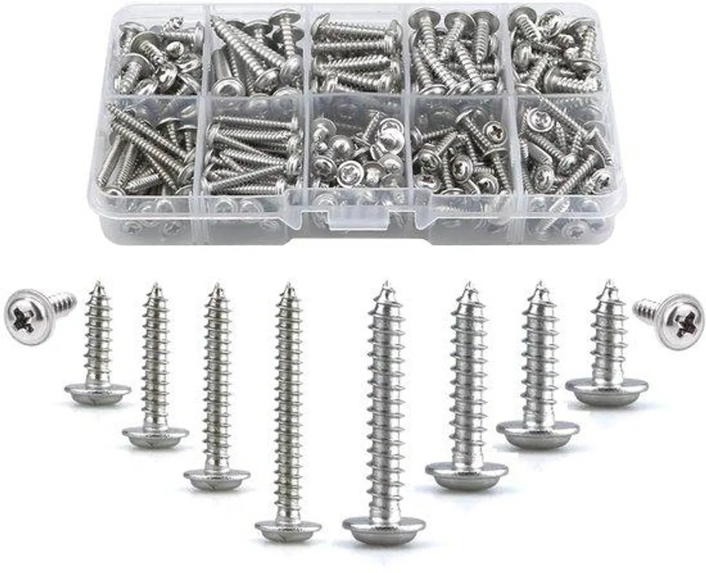 Jeu de vis à bois acier inoxydable 280 pièces en coffret assortiment