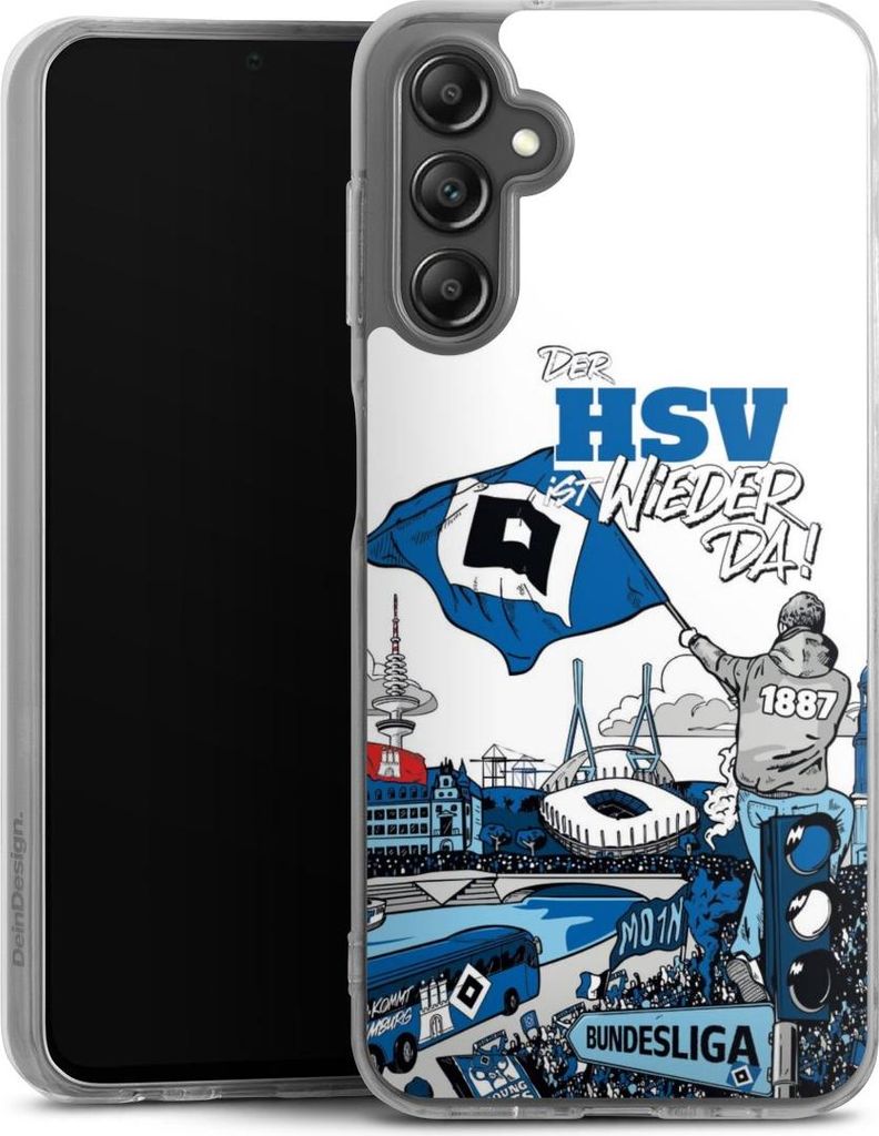DeinDesign Handyhülle für Samsung Galaxy A14 5G Silikon Hülle Case Smartphone Schutzhülle Aufstieg Hamburger SV Offizielles Lizenzprodukt