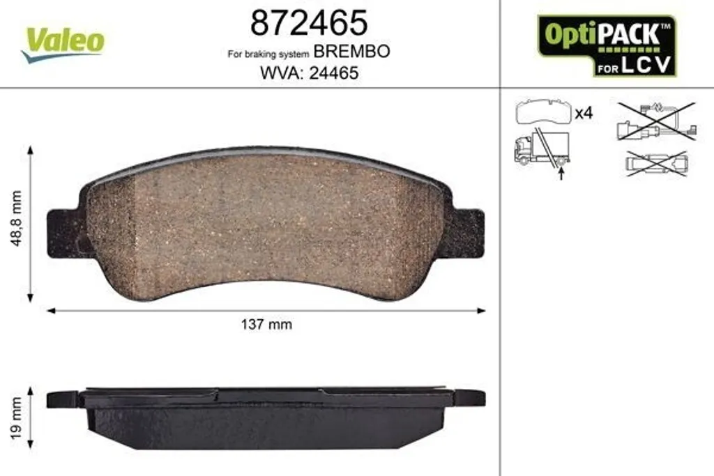 Plaquettes de frein arrière pour Citroën Jumper et Fiat Ducato Valeo