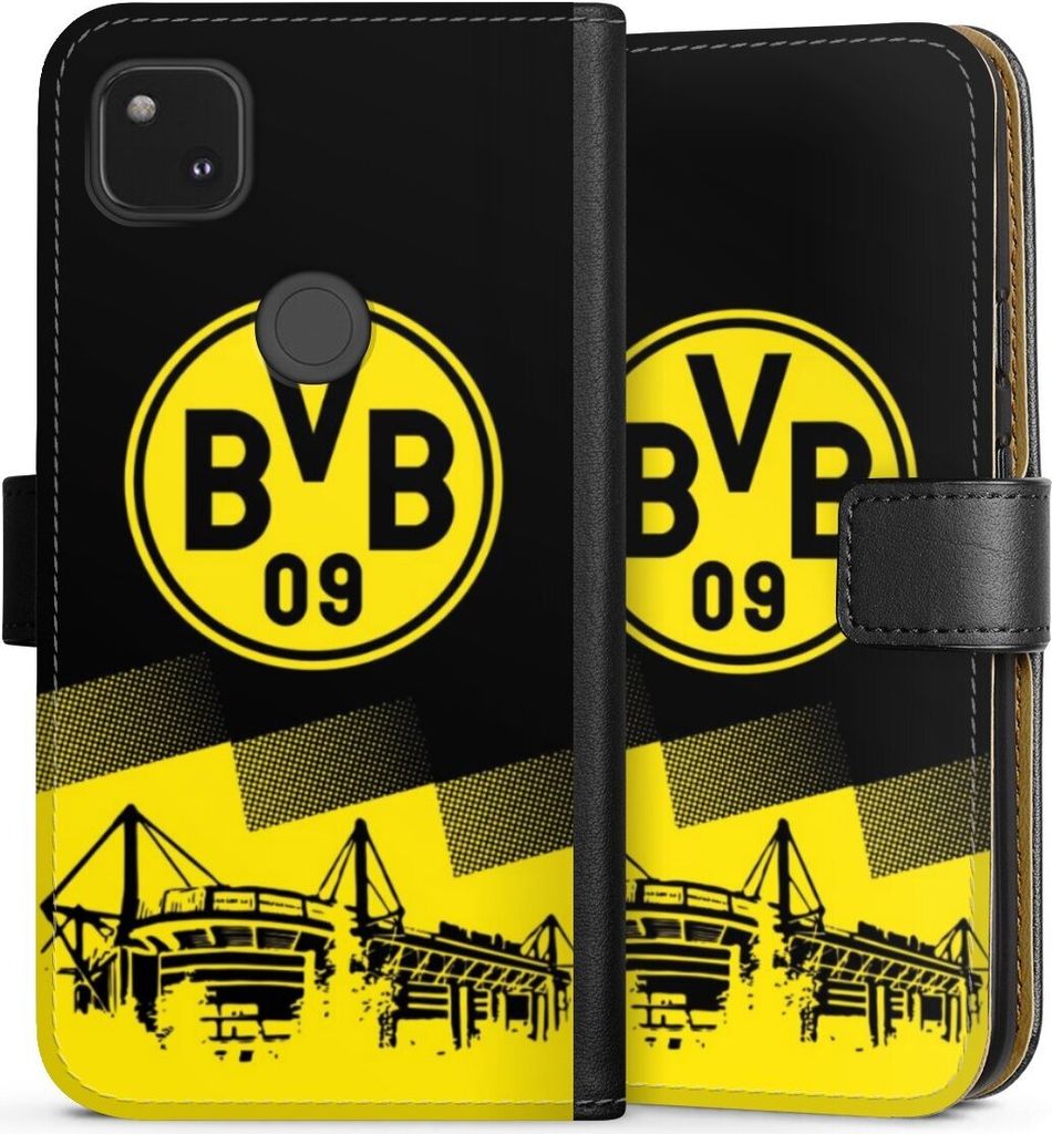 DeinDesign Klapphülle für Google Pixel 4a Handytasche Lederhülle Tasche BVB Borussia Dortmund Stadion
