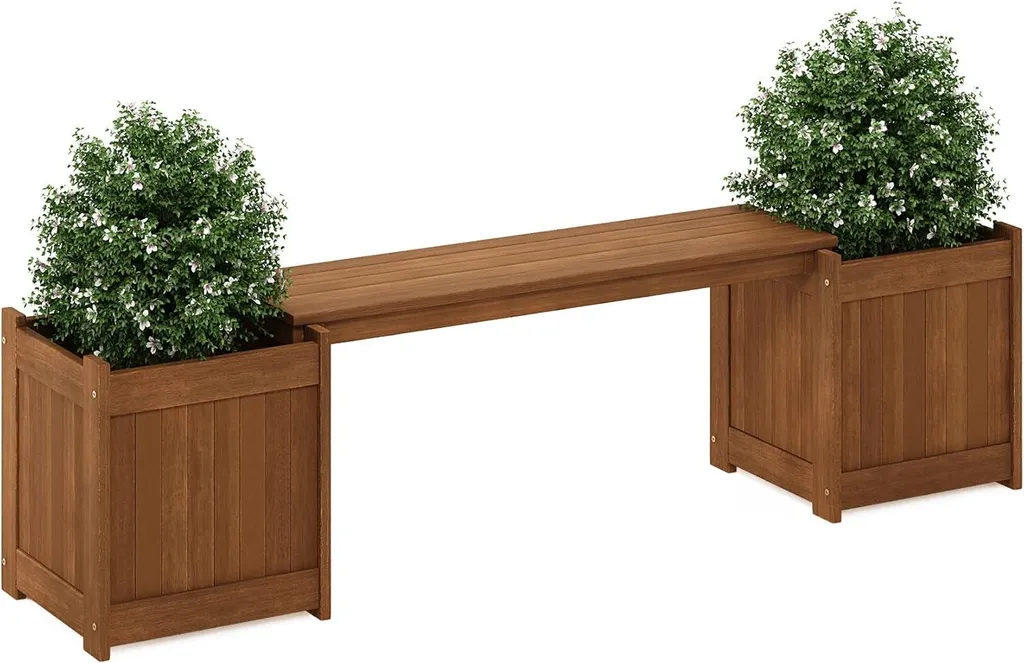 Coffre en bois pour plantes à l'huile de teck 182x44x28 cm Naturel