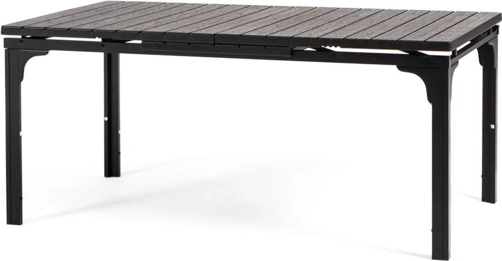 Table de terrasse effet bois et acier noir THOMAS XL 180/240 cm