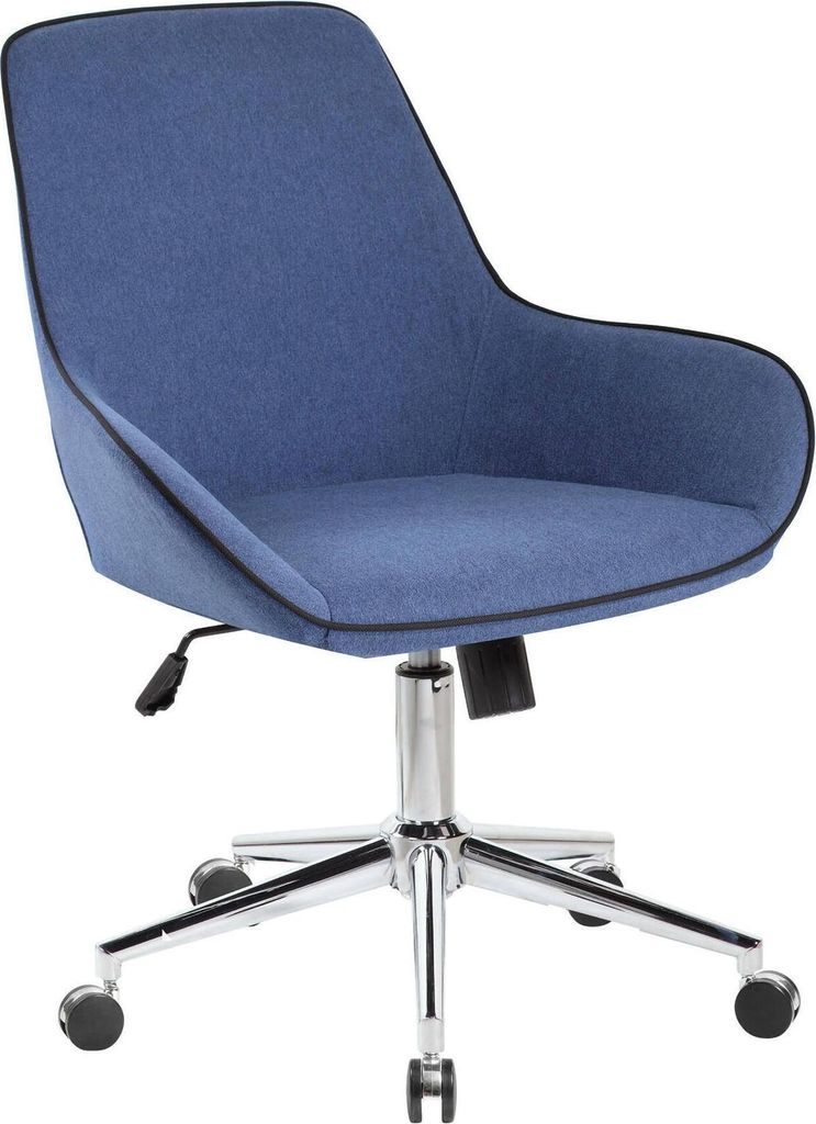 Bürostuhl Dcampan, Arbeitsstuhl mit Rollen, Ergonomischer Bürositz, 66x59h98 cm, Blau