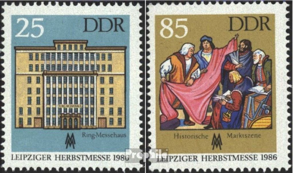Briefmarken DDR 1986 Mi 3038-3039 (kompl.Ausgabe) Ersttagssonderstempel gestempelt Leipziger Herbstmesse / Bl.85
