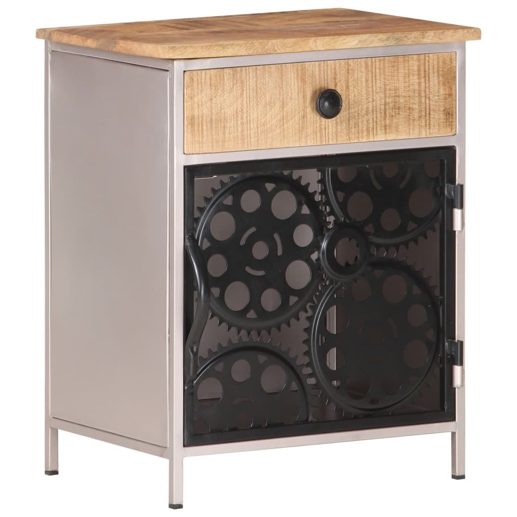 The Living Store Nachttisch 40x30x50 cm Raues Mangoholz