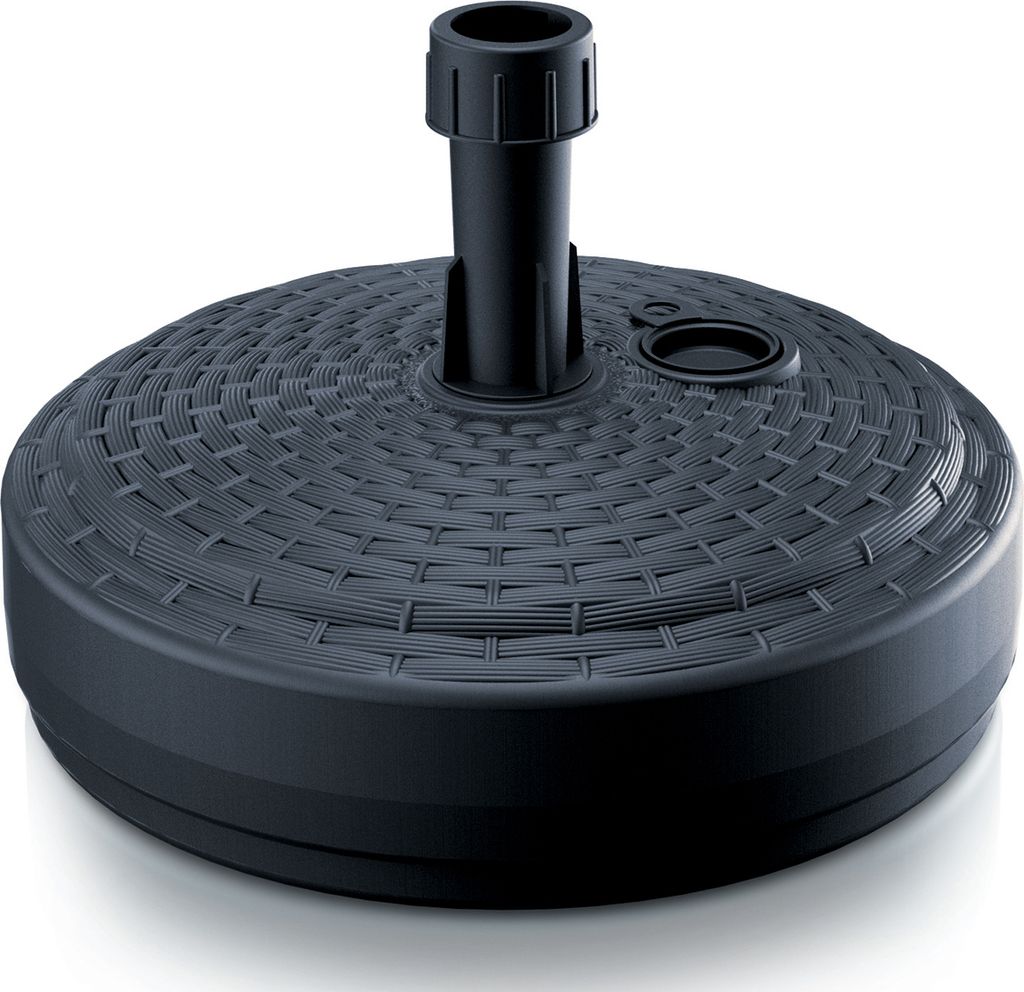 DEUBA® Sonnenschirmständer Poly Rattan Rund bis Ø 26 mm Mast Befüllbar Sonnenschirm Schirmständer Ständer Gartenschirm Balkon Terrasse Garten Schwarz