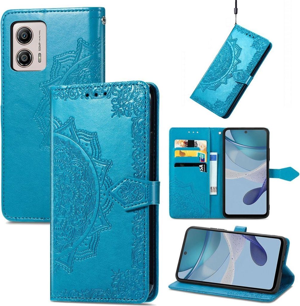 König Design Hülle kompatibel mit Kunstleder Handyhülle - Handy Case Blau
