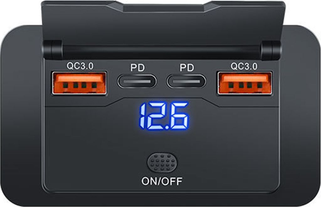 INF Auto-USB-Ladegerät mit Spannungsschalter, 4-Port Dual Produktbild 