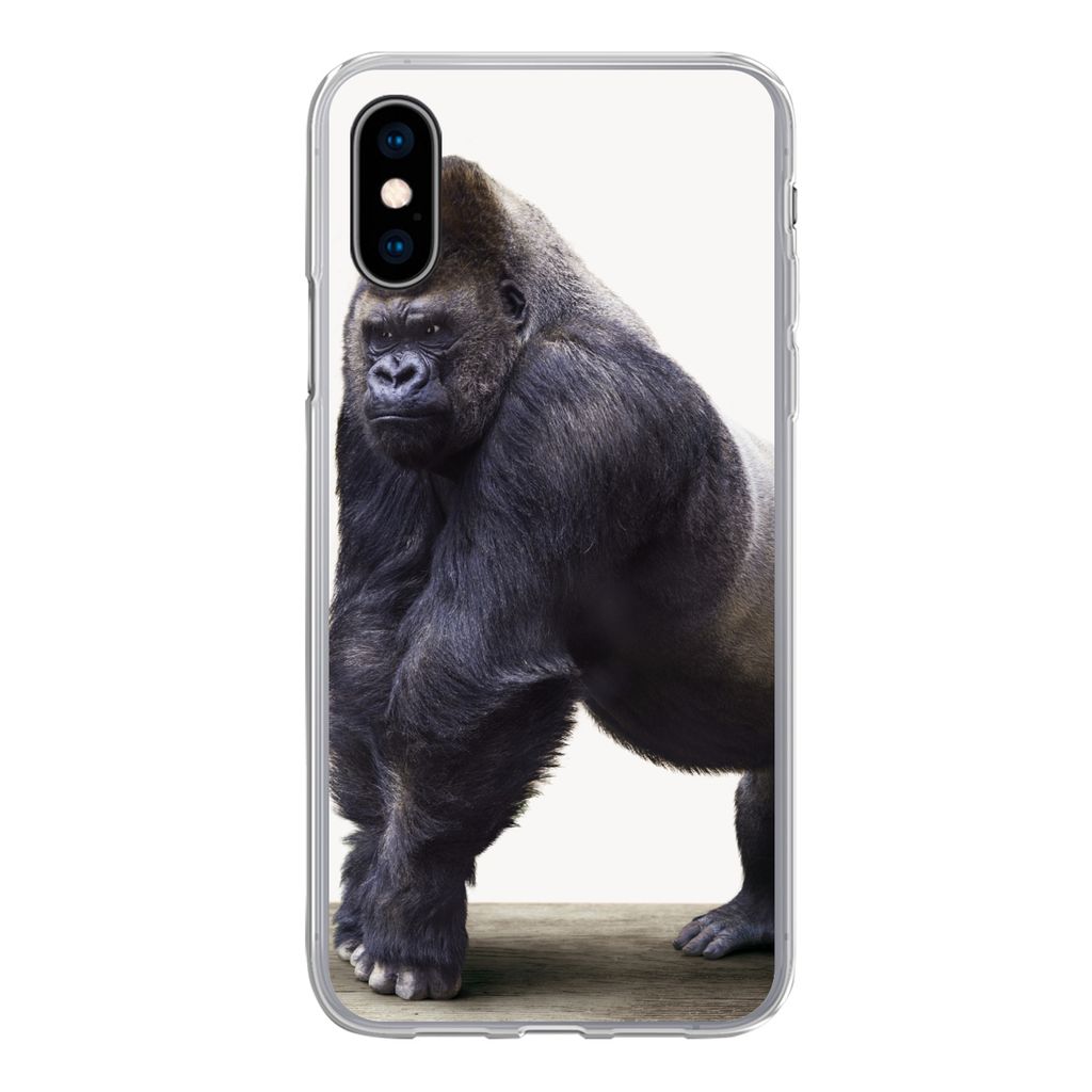 MuchoWow Handyhülle Schutzhülle Hülle für iPhone X Gorilla - Tiere - Jungen - Mädchen - Kinder Silikon Softcase Handy Hülle - Handyhülle