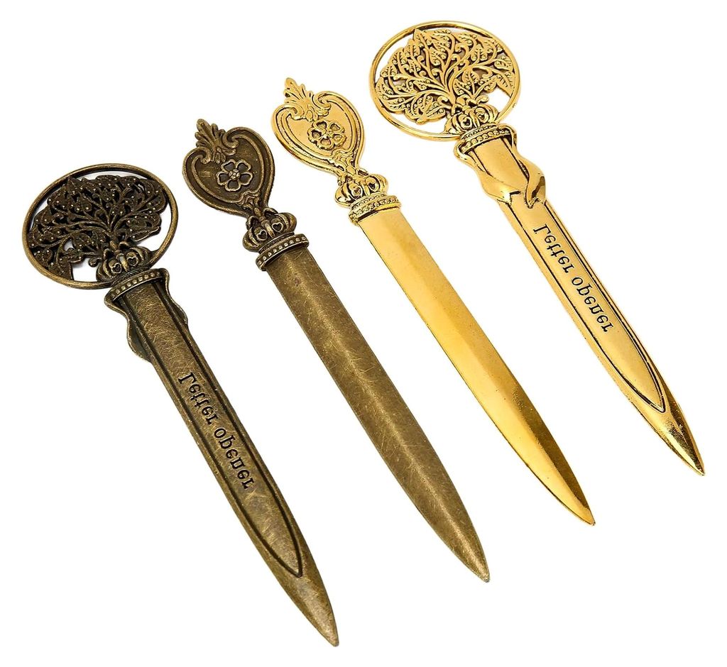 Retro-Brieföffner aus Zinklegierung – 4-teiliges, elegantes und ergonomisches Postmesser-Set, kompaktes und sicheres Werkzeug für Zuhause und u...