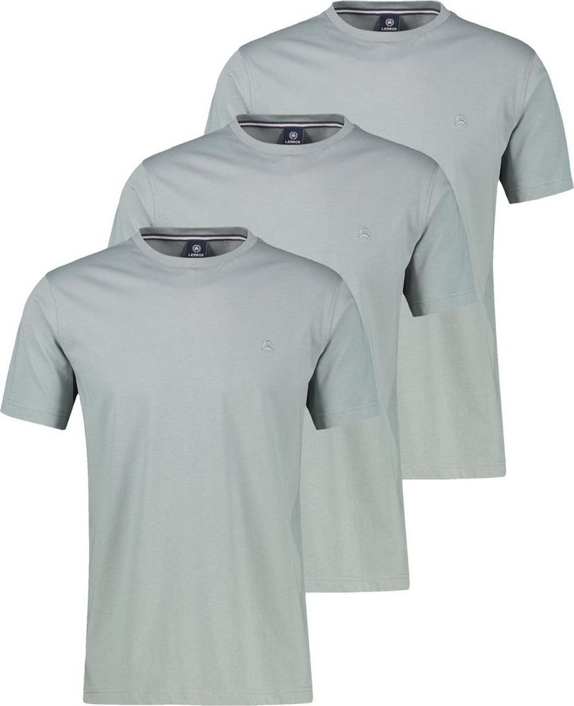 LERROS 3er Pack Basic T-Shirt Atmungsaktive Baumwolle, Logo Stitch Design, Normale Passform