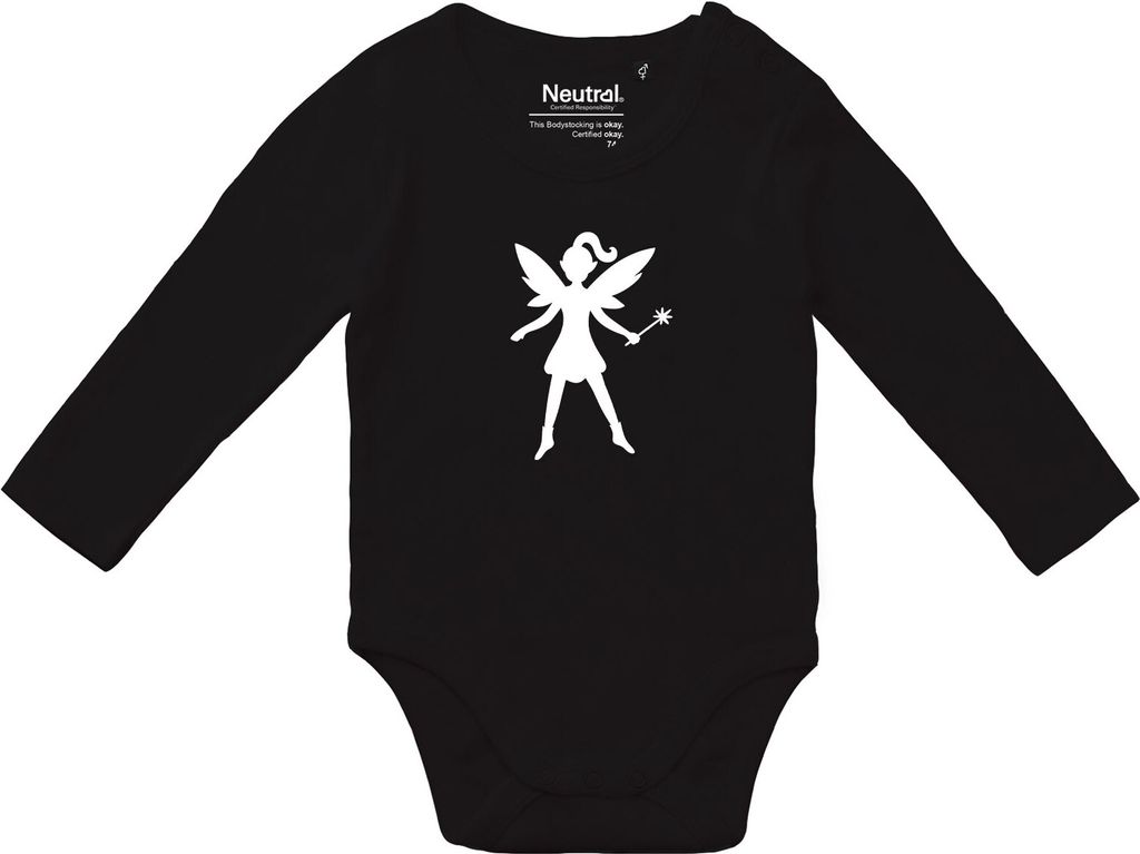 Huuraa Baby Body Fee Fairy 74 Black Baumwolle Fairtrade Langarmbody Geschenkidee