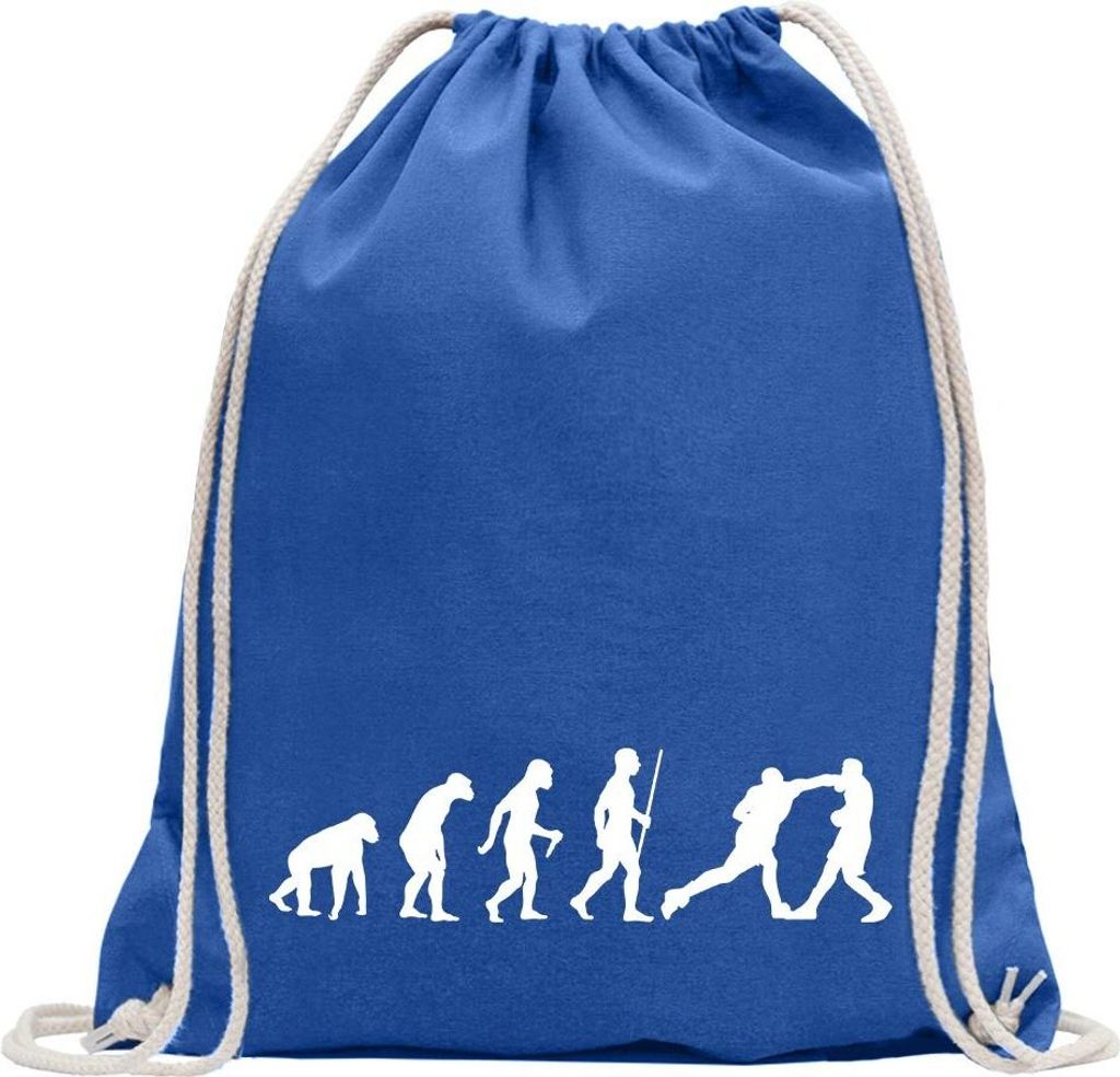 Kiwistar - Turnbeutel - royal - Boxen Knockout Evolution II - Fun Rucksack Sport Beutel Gymsack Baumwolle mit Ziehgurt