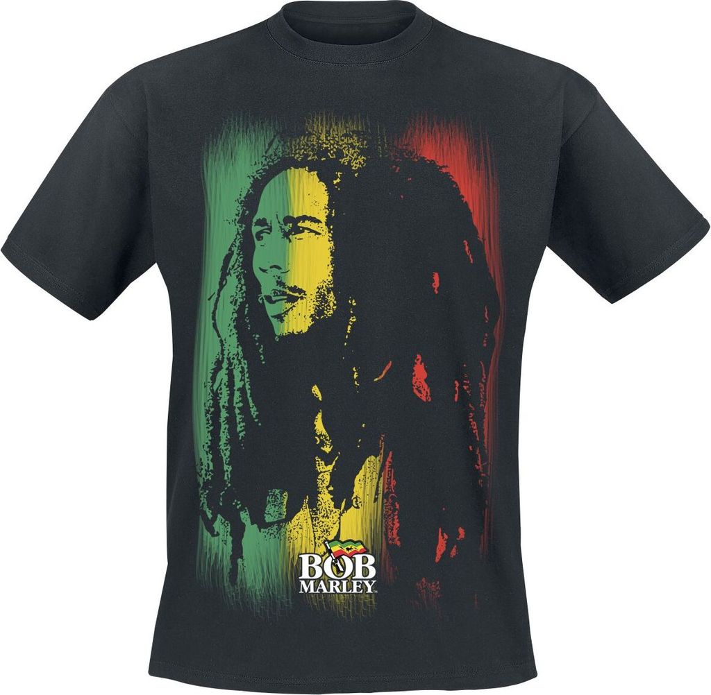Bob Marley T-Shirt Herren Stare Paint Stripe schwarz 4XL