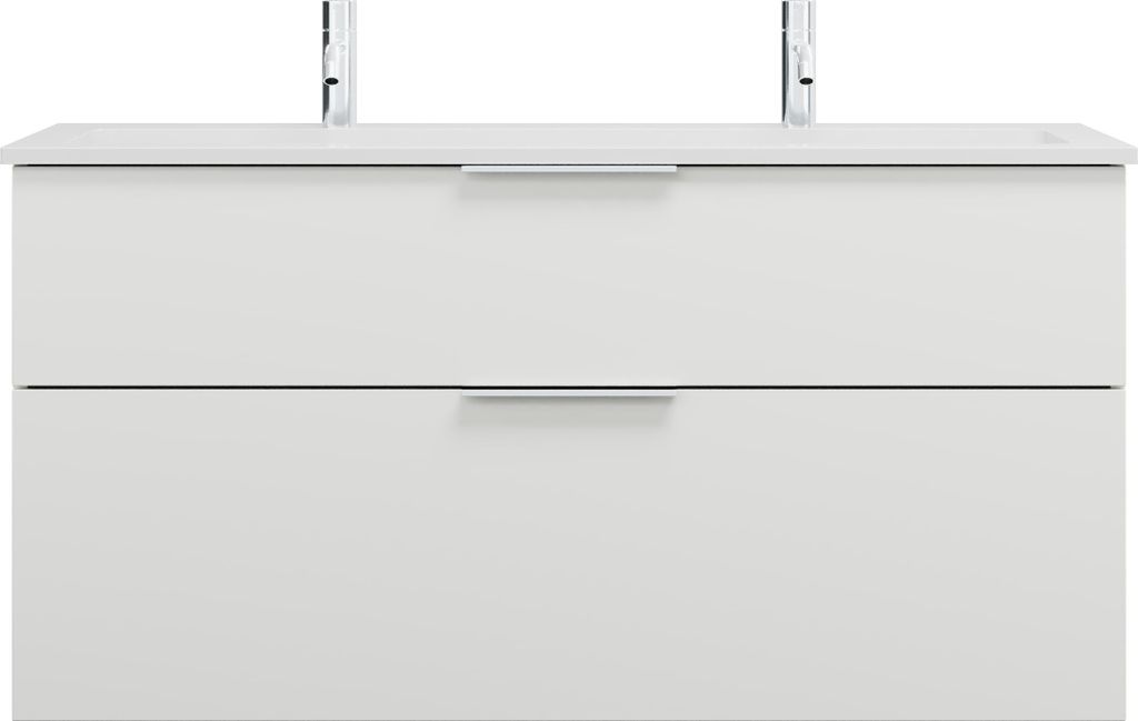 burgbad Eqio Mineralguss-Waschtisch mit 2 Armaturbohrungen, inklusive Waschtischunterschrank, 1220x490x618mm, SHCS122F2009C0001G0146