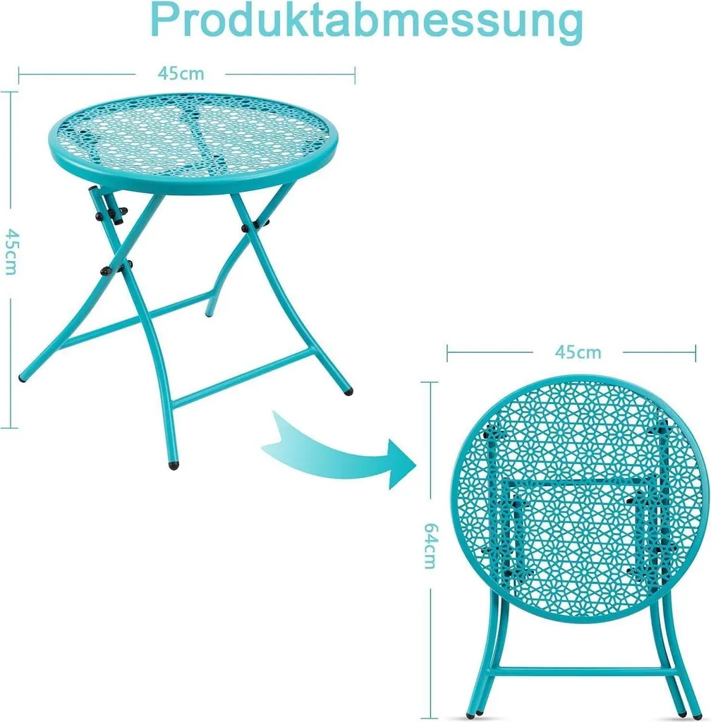 Table d'Appoint Extérieure sans Rouille Pliable et Compacte en Métal Noir - 3