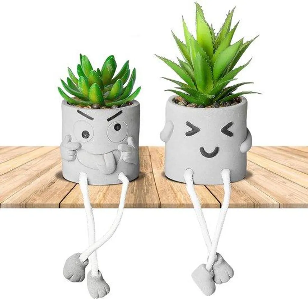 Plantes artificielles d'intérieur lot de 2 pour étagère et bureau zen