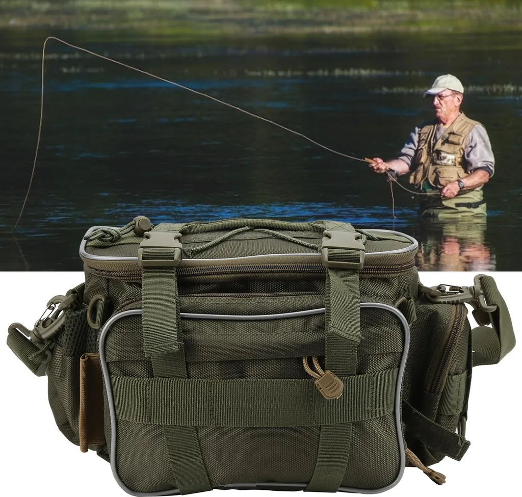 Sac de transport pour matériel de pêche itinérante épaule et taille