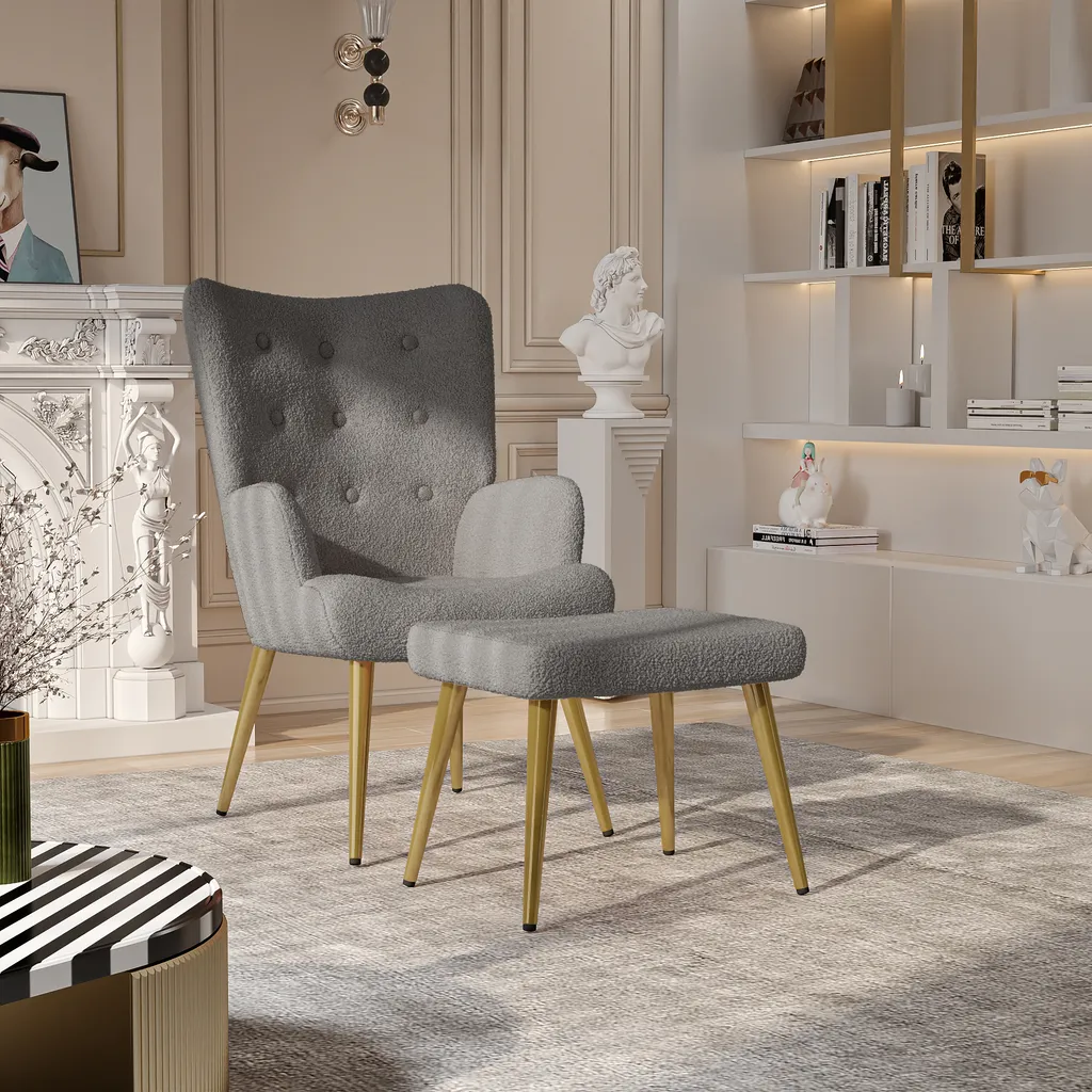 Offerta Poltrona con Poggiapiedi Grigio Scuro | Metallo e Comfort