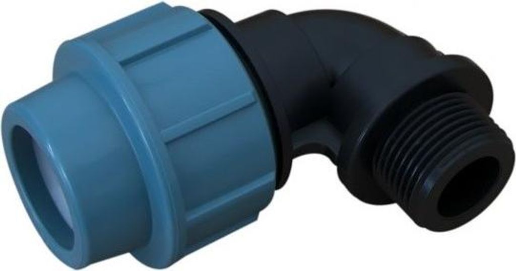 Unidelta PP bocht 90° met buitendraad, 25 mm x 1" Productafbeelding 